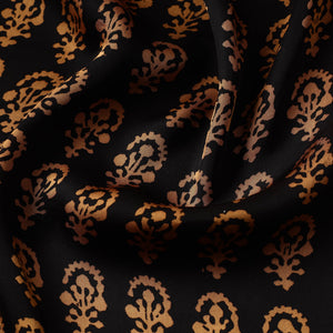 Black - Bagh Block Printed Modal Silk Fabric