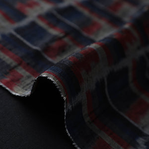 Black - Handloom Raw Silk Pochampally Ikat Fabric 29
