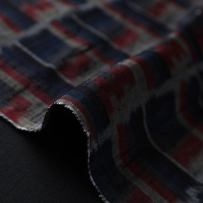 Black - Handloom Raw Silk Pochampally Ikat Fabric 29