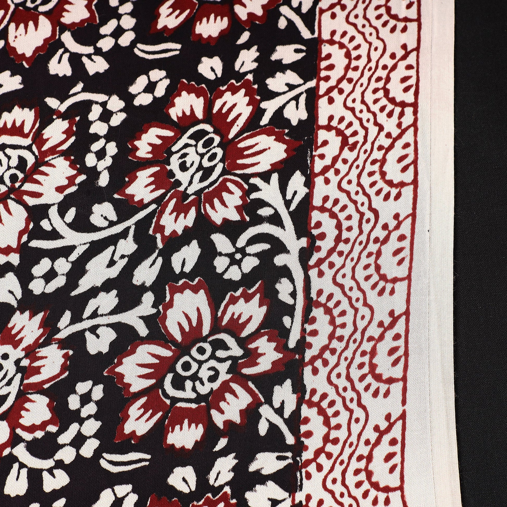 Black - Bagh Block Printed Modal Silk Fabric