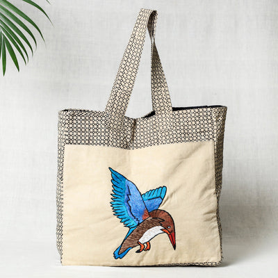 Bird Hand Embroidered Cotton Hand Bag