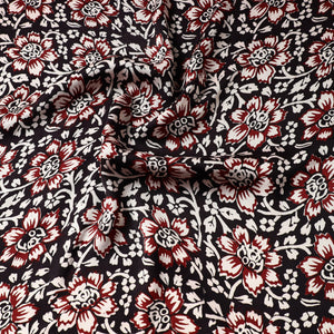 Black - Bagh Block Printed Modal Silk Fabric