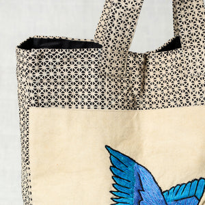 Bird Hand Embroidered Cotton Hand Bag