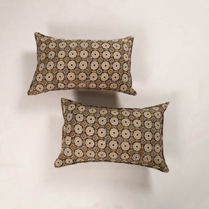 Brown - Set of 2 Bagru Block Print Cotton Pillow Covers 31