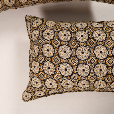Brown - Set of 2 Bagru Block Print Cotton Pillow Covers 31