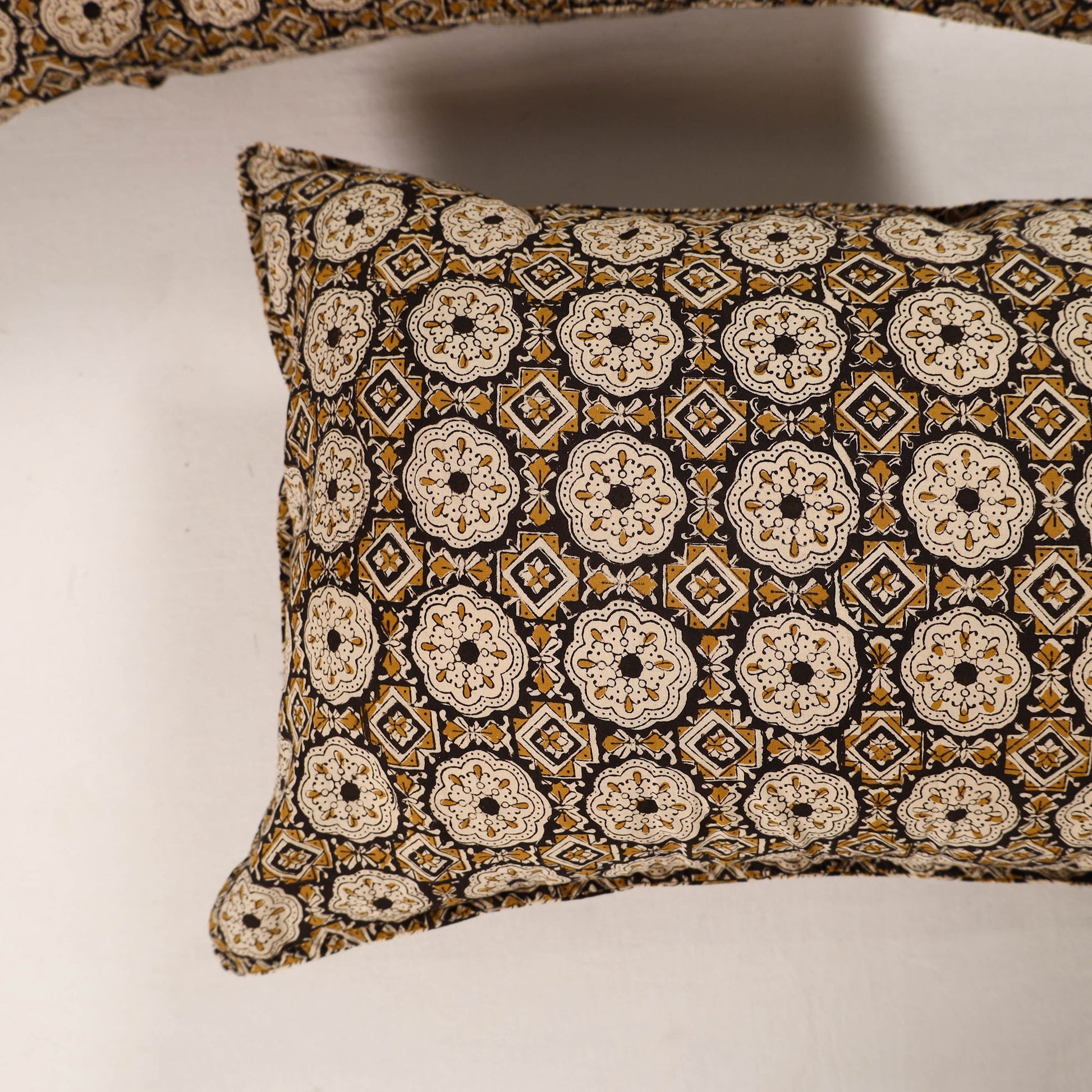 Brown - Set of 2 Bagru Block Print Cotton Pillow Covers 31