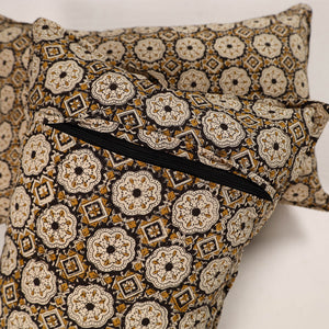 Brown - Set of 2 Bagru Block Print Cotton Pillow Covers 31
