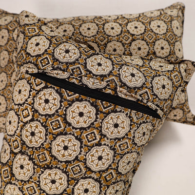 Brown - Set of 2 Bagru Block Print Cotton Pillow Covers 31