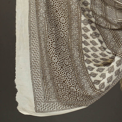 Beige - 3pc Cotton Bagh Print Suit Material Set 29