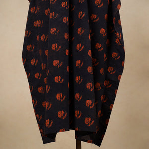 Black - Hand Block Printed Cotton Kaftan with Tie-Up Waist (Long)
