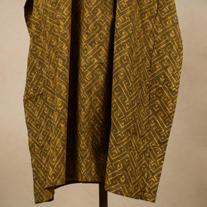 Brown - Hand Block Printed Cotton Kaftan with Tie-Up Waist (Long)
