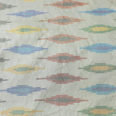 Beige - Handloom Raw Silk Pochampally Weave Ikat Fabric 48