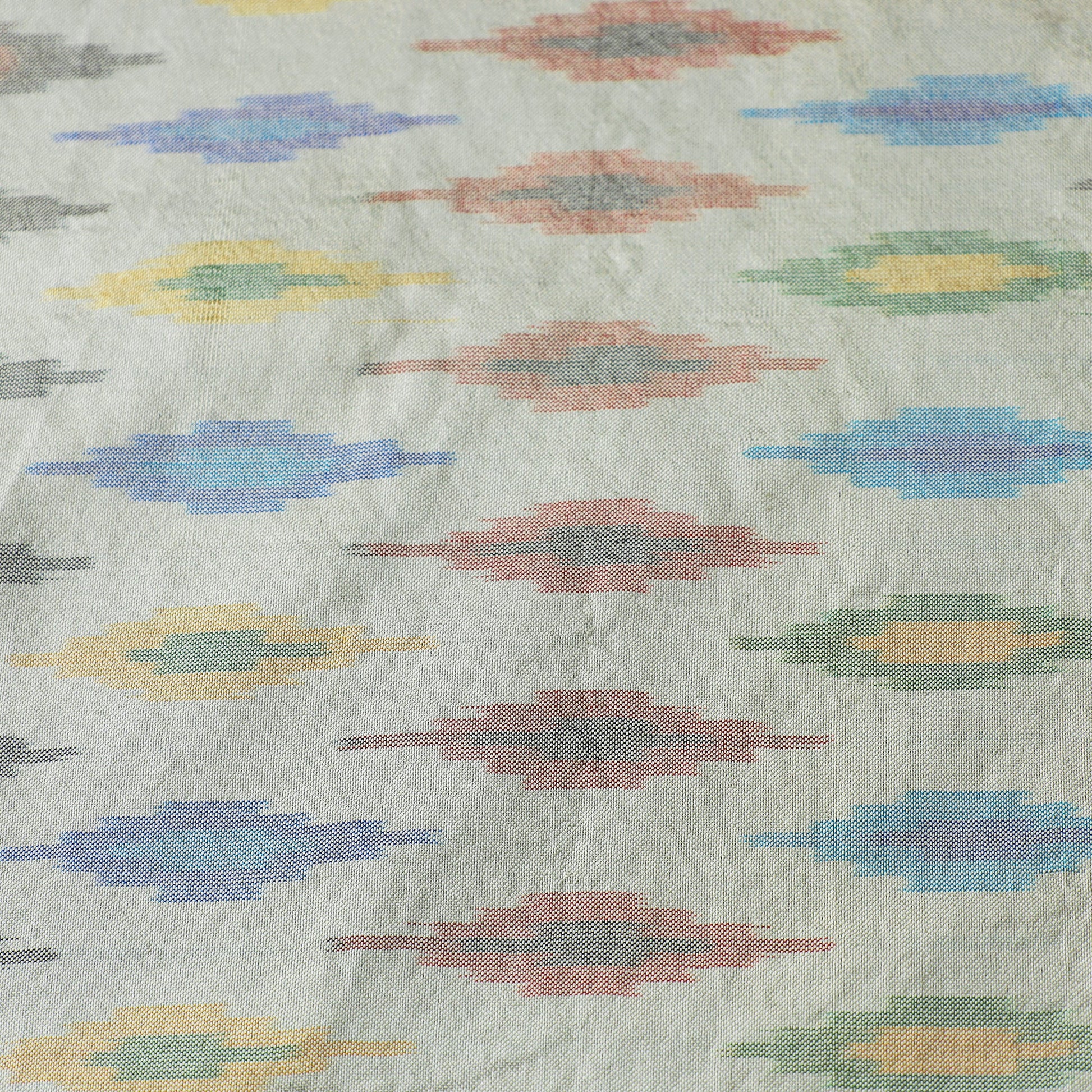 Beige - Handloom Raw Silk Pochampally Weave Ikat Fabric 48