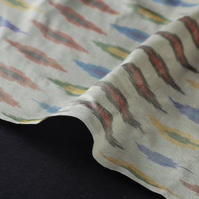 Beige - Handloom Raw Silk Pochampally Weave Ikat Fabric 48