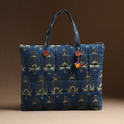 Blue - Handcrafted Quilted Cotton Hand Bag 09