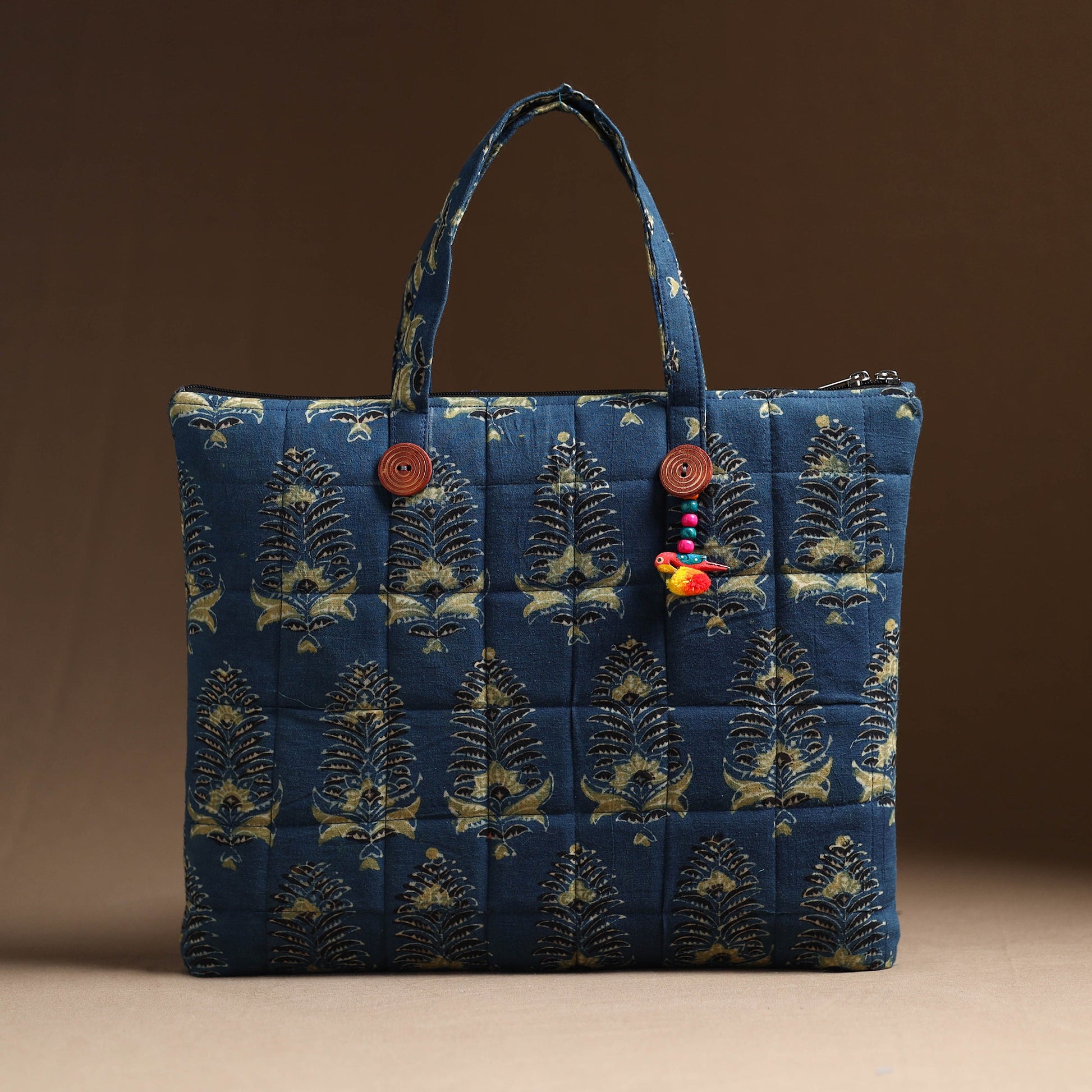 Blue - Handcrafted Quilted Cotton Hand Bag 09