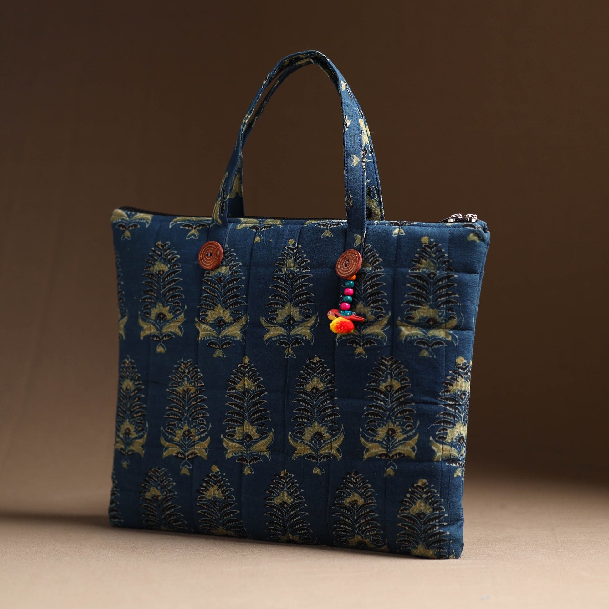 Blue - Handcrafted Quilted Cotton Hand Bag 09
