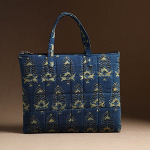 Blue - Handcrafted Quilted Cotton Hand Bag 09