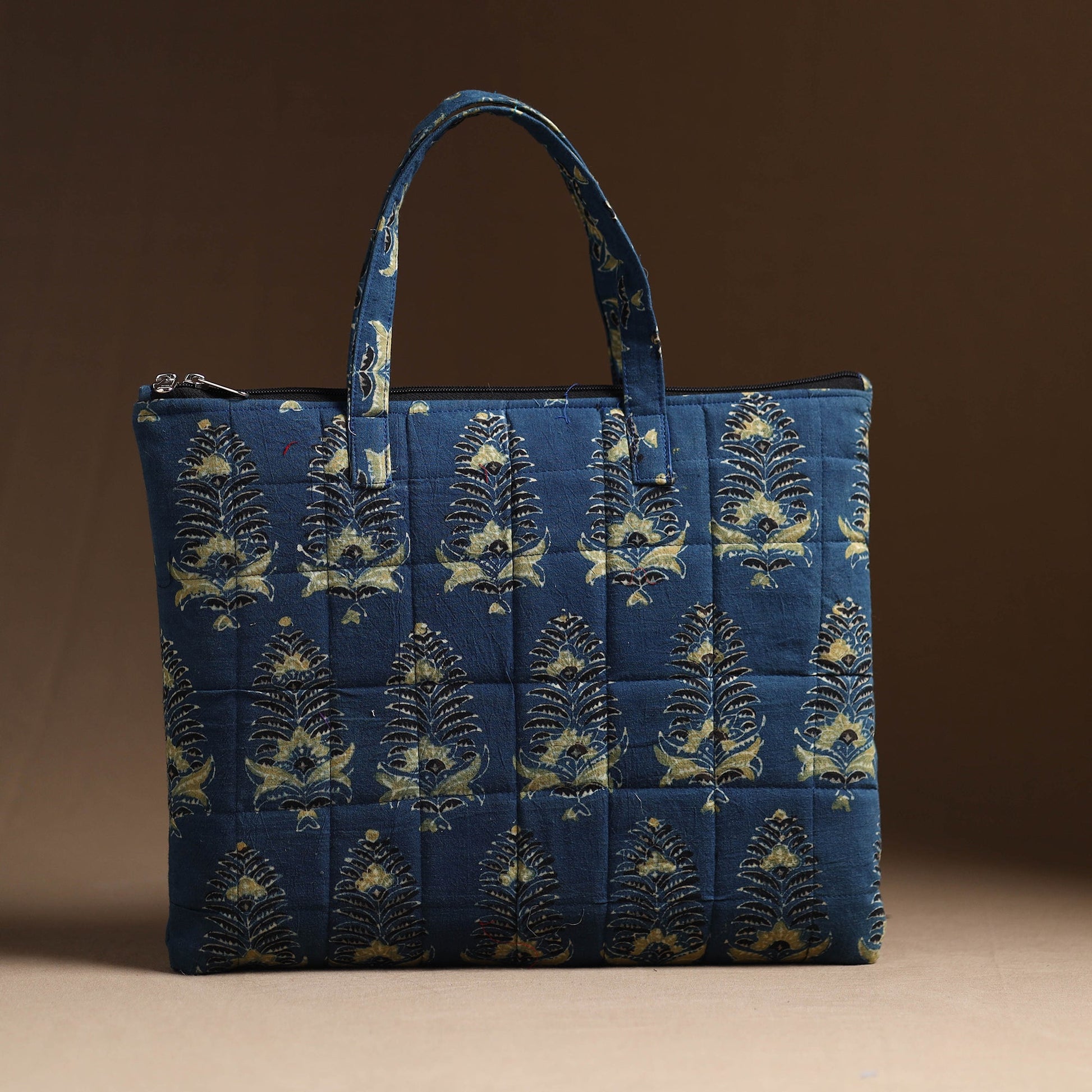 Blue - Handcrafted Quilted Cotton Hand Bag 09