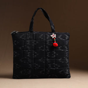 Black - Handcrafted Quilted Cotton Hand Bag 12