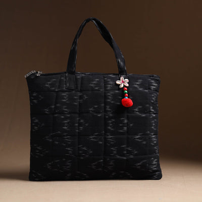 Black - Handcrafted Quilted Cotton Hand Bag 12