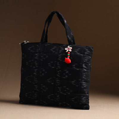 Black - Handcrafted Quilted Cotton Hand Bag 12