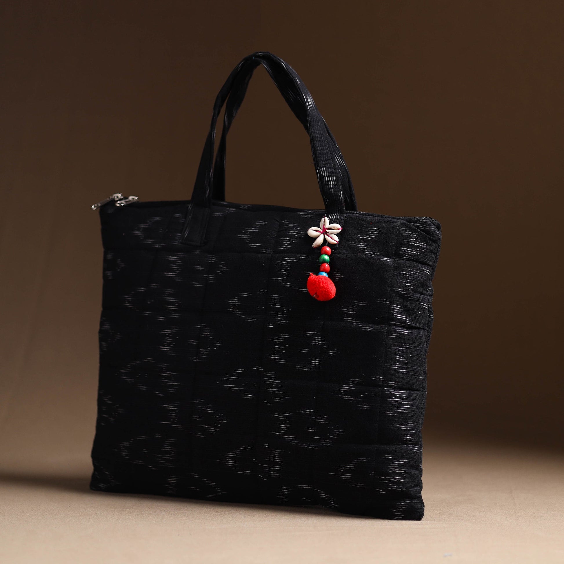 Black - Handcrafted Quilted Cotton Hand Bag 12