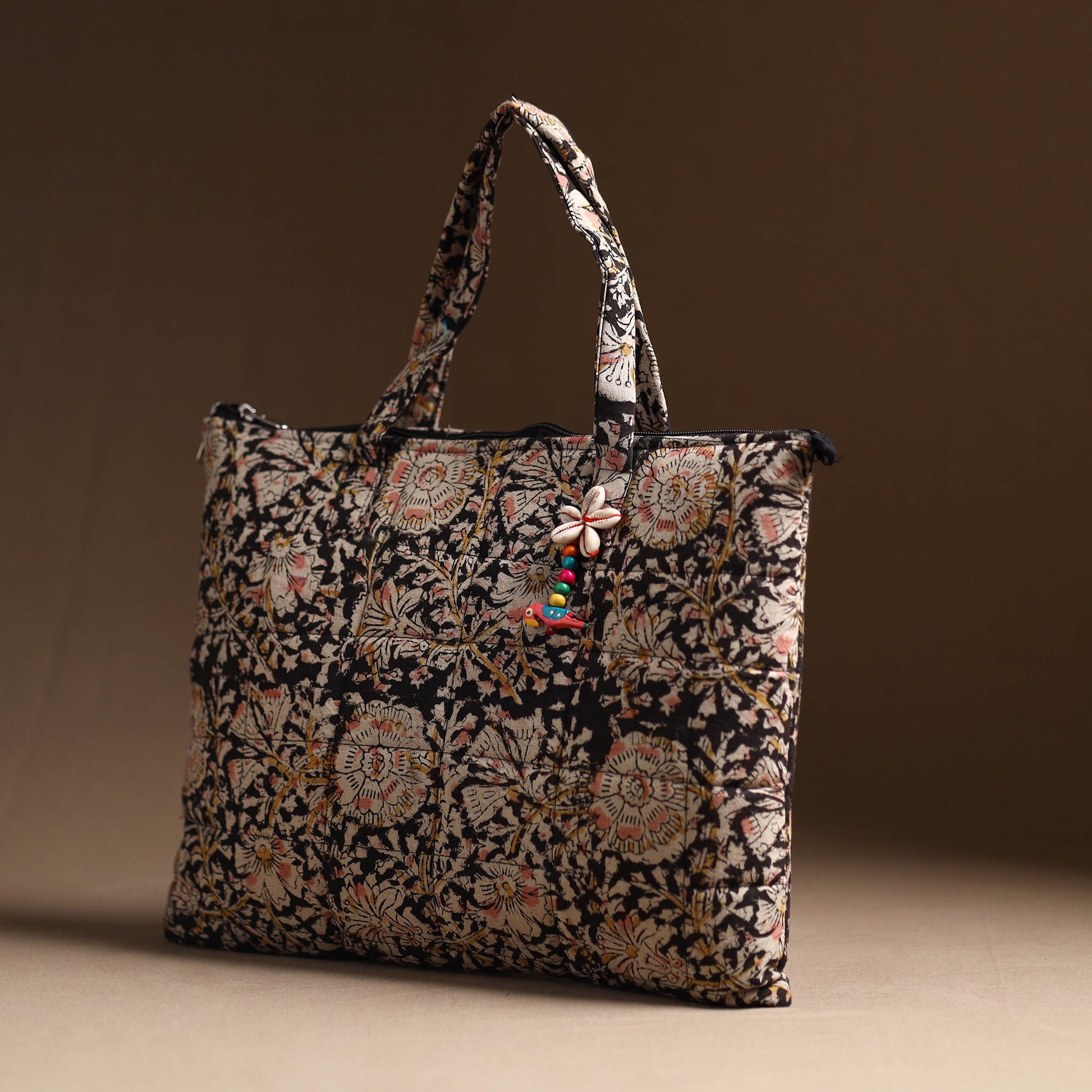 Black - Handcrafted Quilted Cotton Hand Bag 13