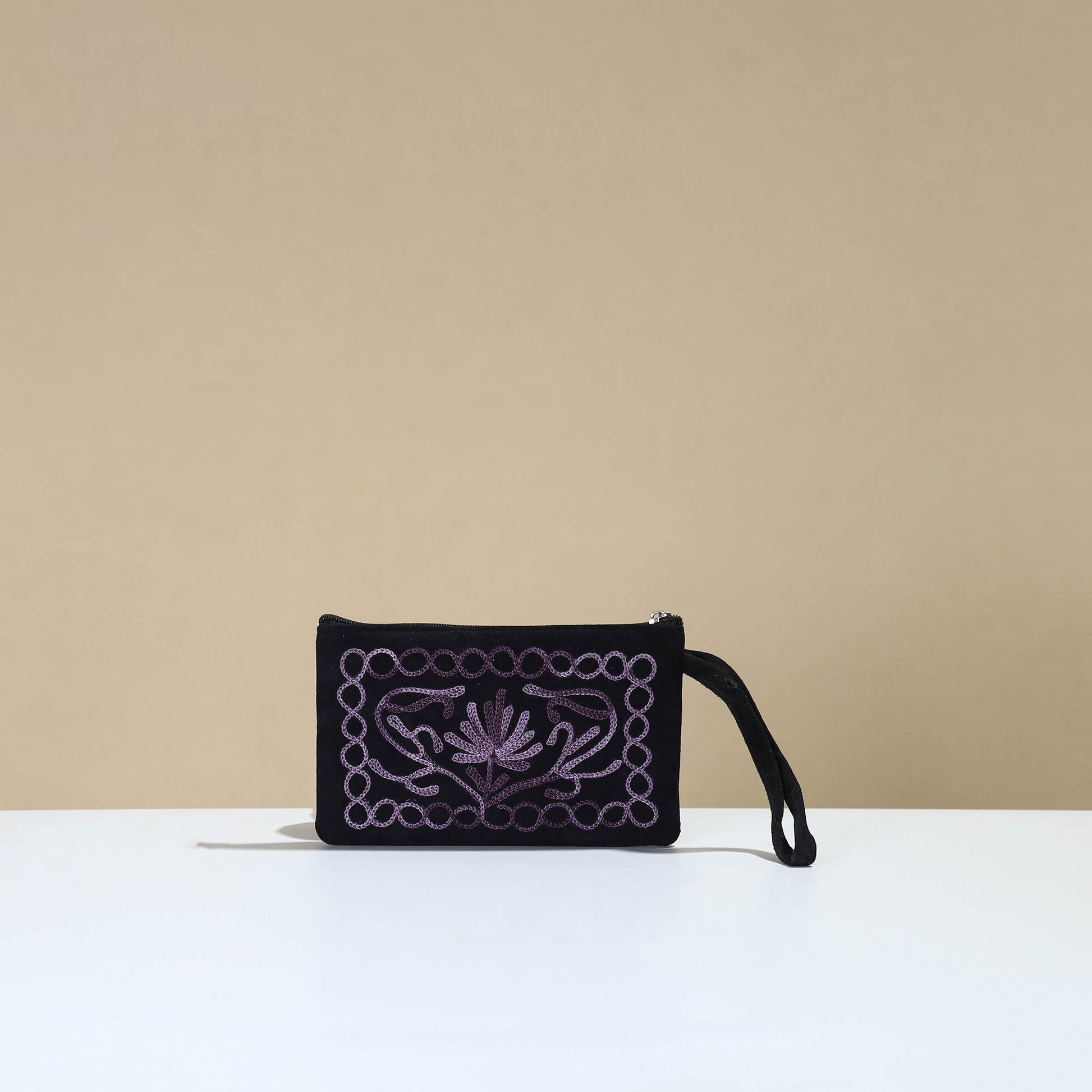 Blue - Kashmiri Crewel Hand Embroidery Velvet Coin Purse 02