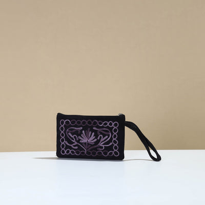 Blue - Kashmiri Crewel Hand Embroidery Velvet Coin Purse 02