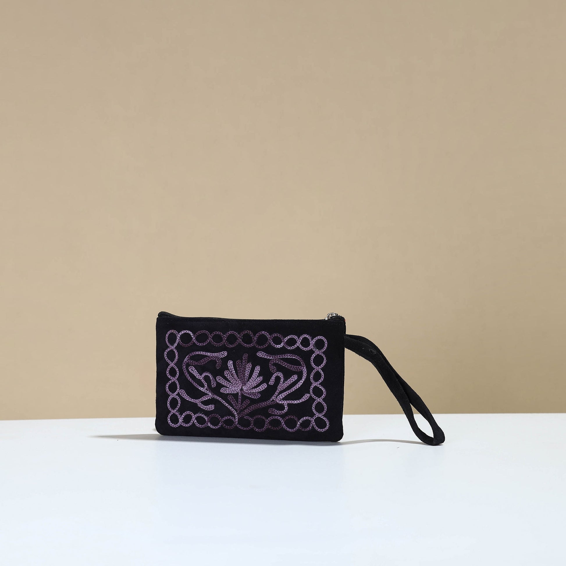Blue - Kashmiri Crewel Hand Embroidery Velvet Coin Purse 02