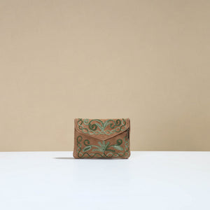 Brown - Kashmiri Crewel Hand Embroidery Velvet Coin Purse 07
