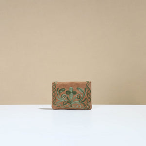 Brown - Kashmiri Crewel Hand Embroidery Velvet Coin Purse 07