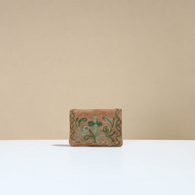 Brown - Kashmiri Crewel Hand Embroidery Velvet Coin Purse 07