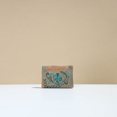 Brown - Kashmiri Crewel Hand Embroidery Velvet Coin Purse 08
