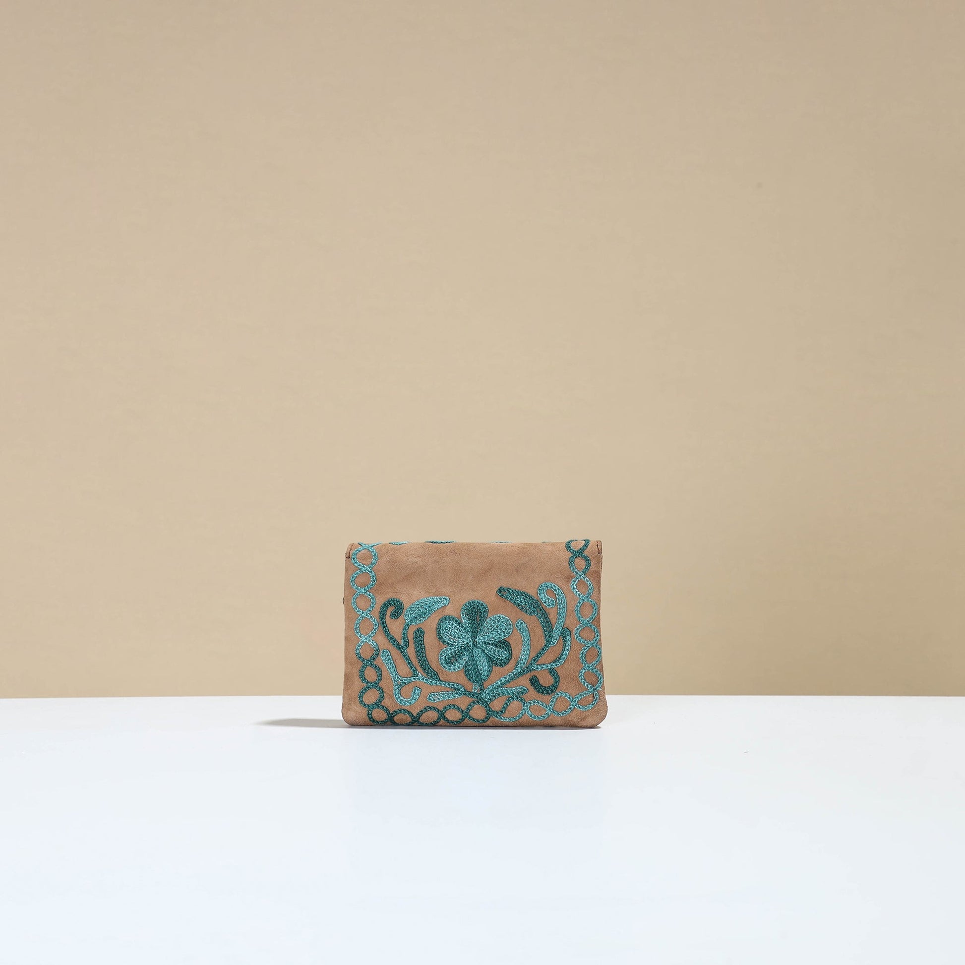 Brown - Kashmiri Crewel Hand Embroidery Velvet Coin Purse 08