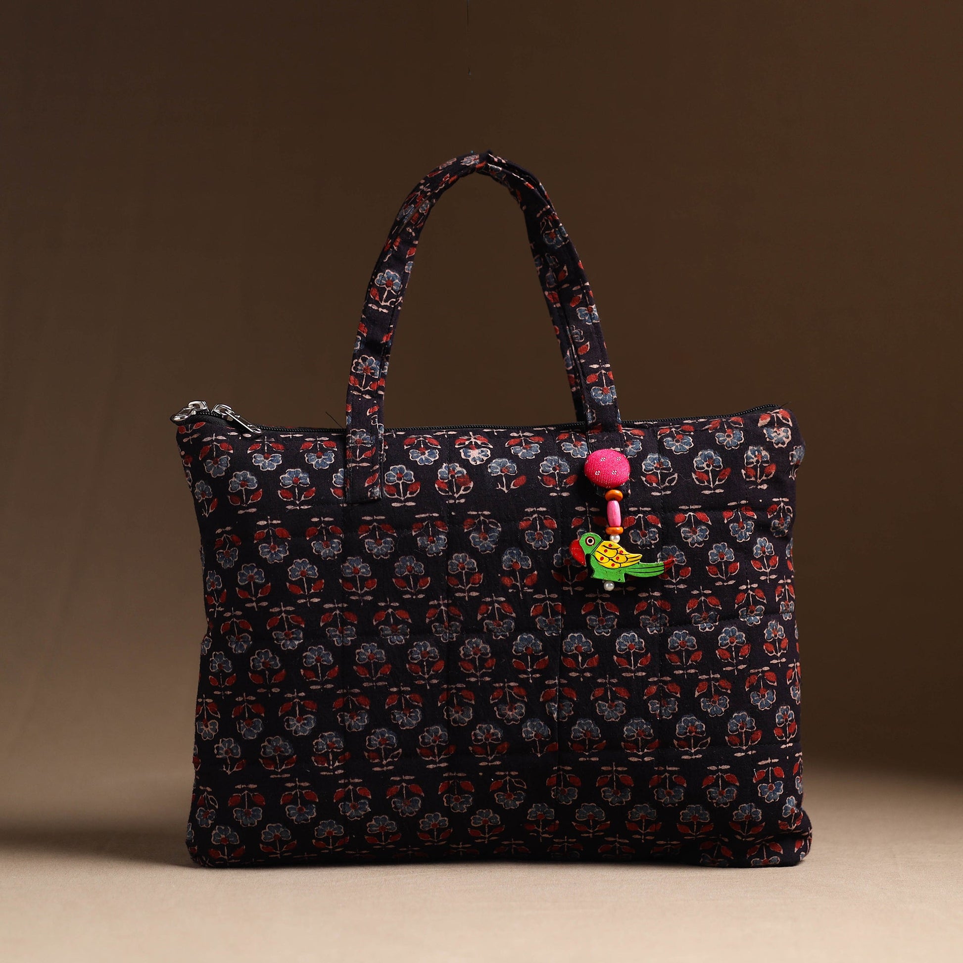 Black - Handcrafted Quilted Cotton Hand Bag 17