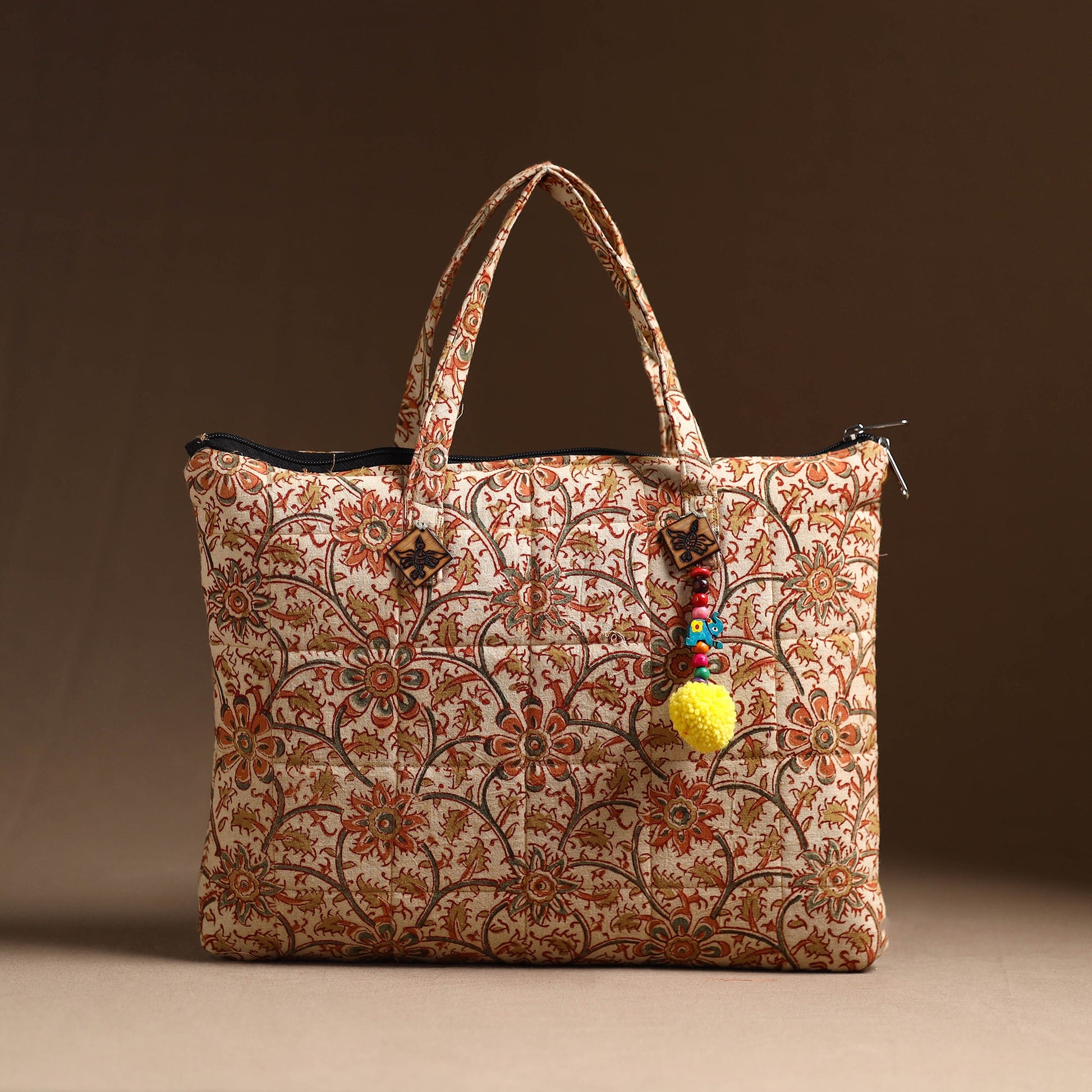Beige - Handcrafted Quilted Cotton Hand Bag 18