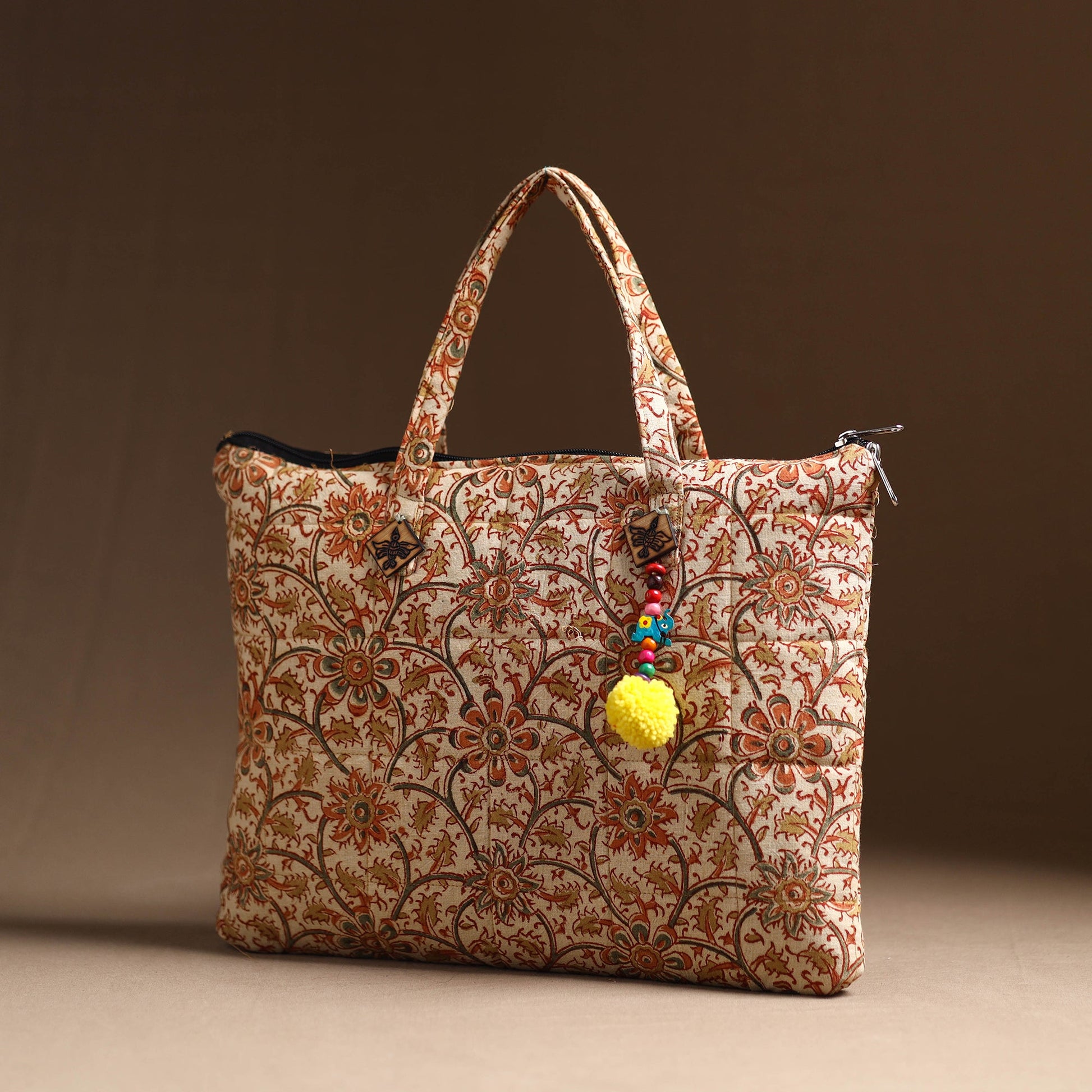 Beige - Handcrafted Quilted Cotton Hand Bag 18
