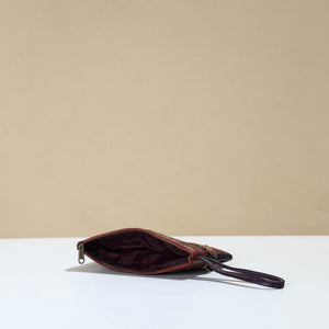 Black - Kashmiri Crewel Hand Embroidery Leather Clutch 11