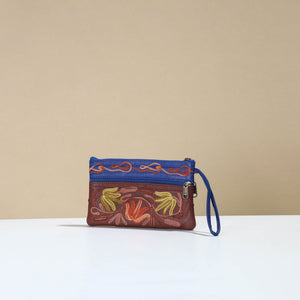 Brown - Kashmiri Crewel Hand Embroidery Leather Clutch 12