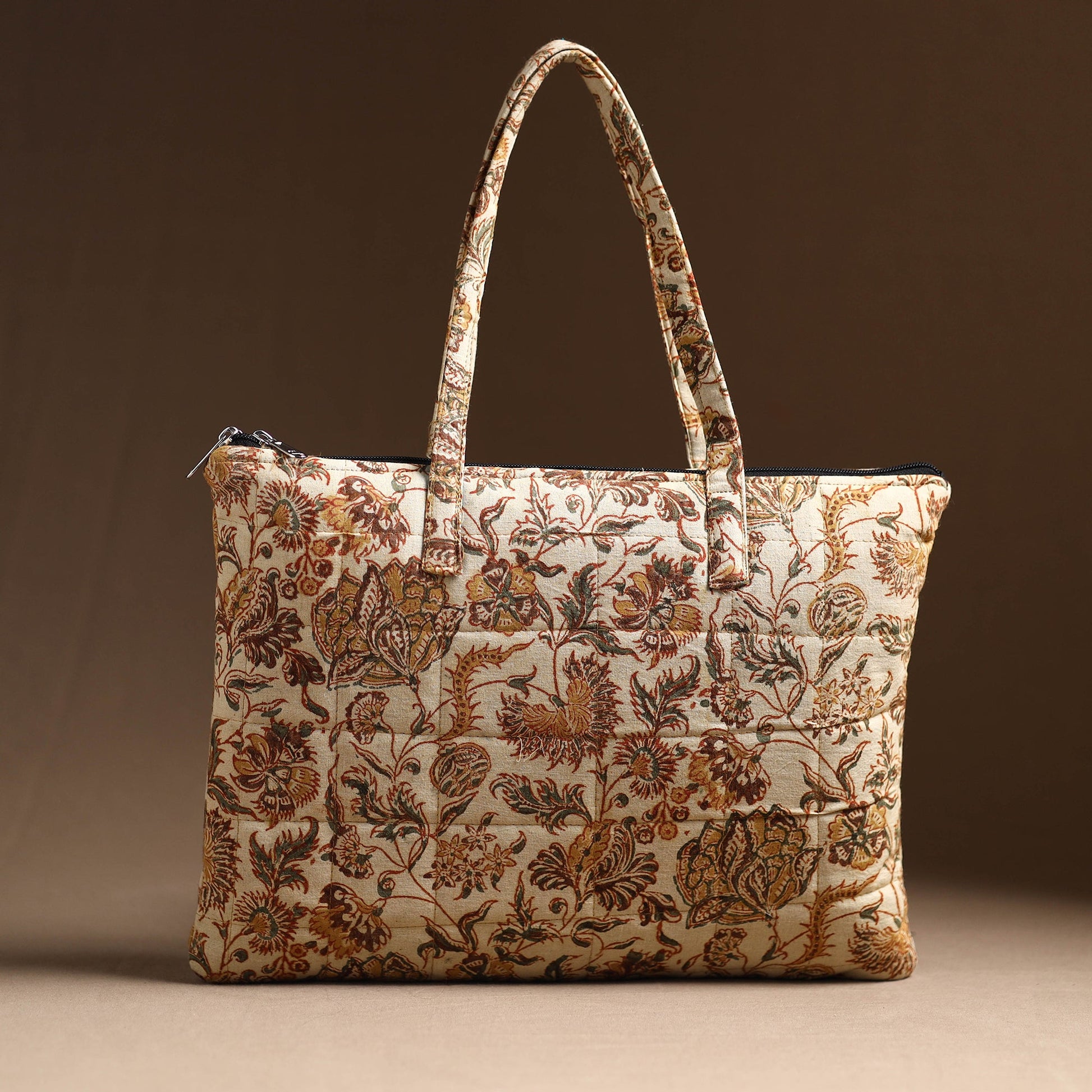 Beige - Handcrafted Quilted Cotton Hand Bag 22