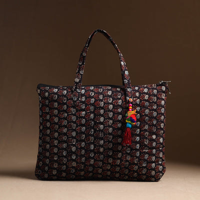 Black - Handcrafted Quilted Cotton Hand Bag 23
