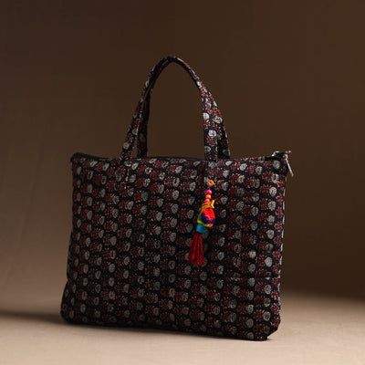 Black - Handcrafted Quilted Cotton Hand Bag 23