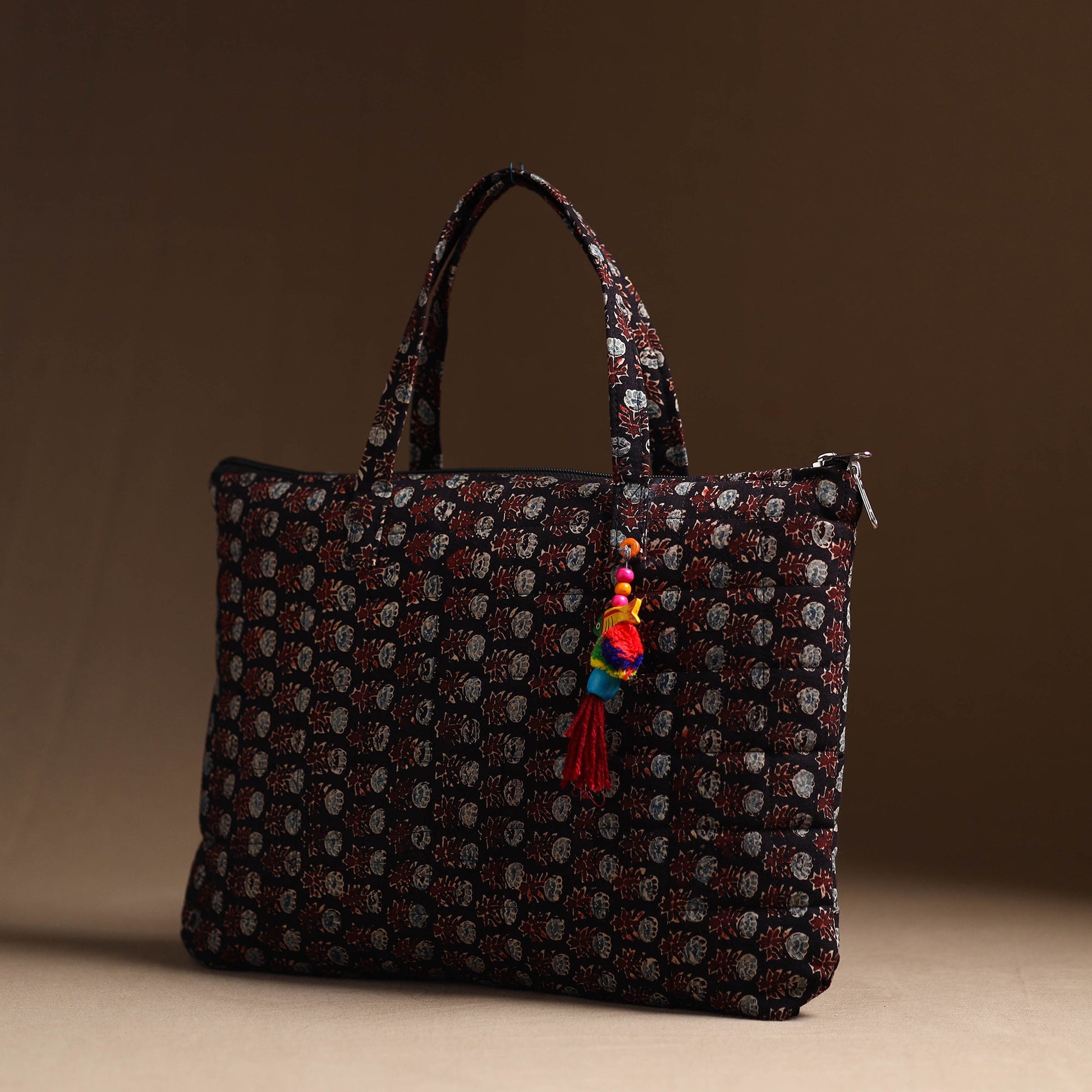 Black - Handcrafted Quilted Cotton Hand Bag 23