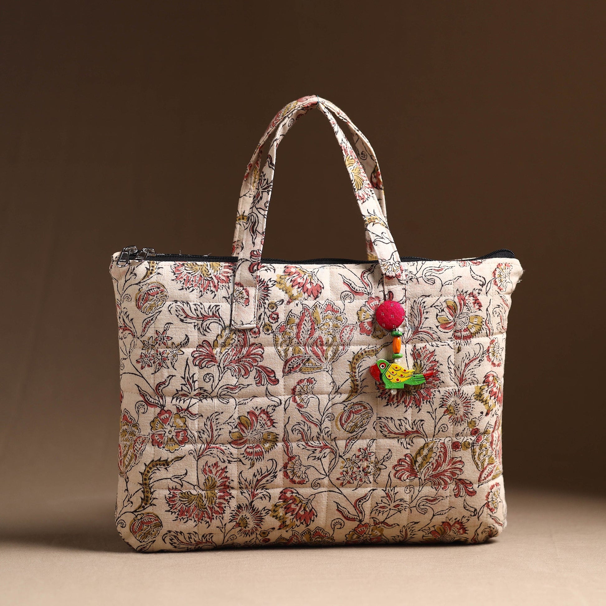 Beige - Handcrafted Quilted Cotton Hand Bag 24