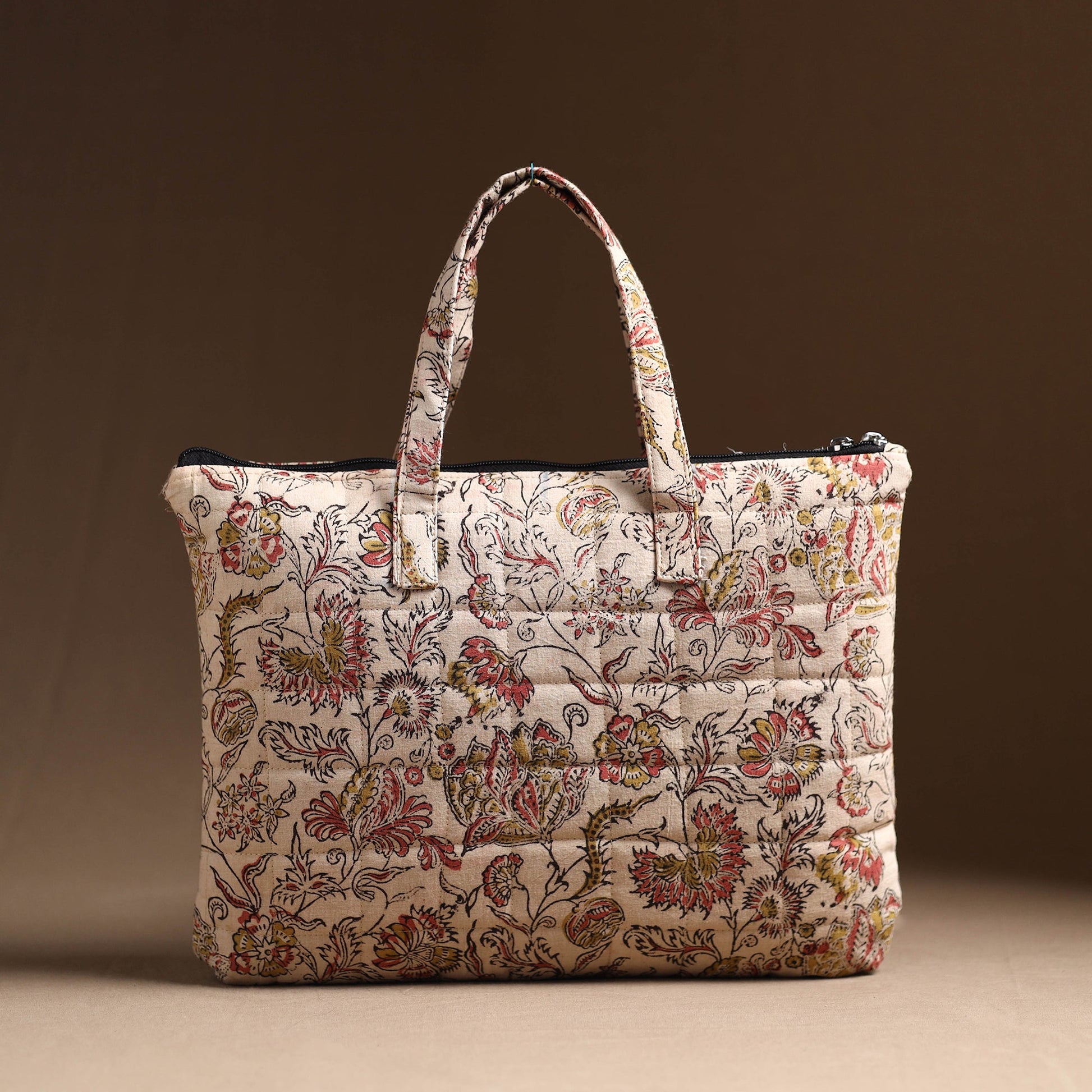 Beige - Handcrafted Quilted Cotton Hand Bag 24