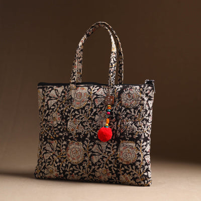 Black - Handcrafted Quilted Cotton Hand Bag 25