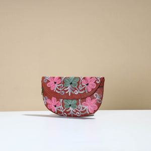 Brown - Kashmiri Crewel Hand Embroidery Leather Clutch 21