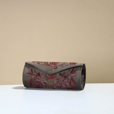 Brown - Kashmiri Crewel Hand Embroidery Velvet Clutch 31